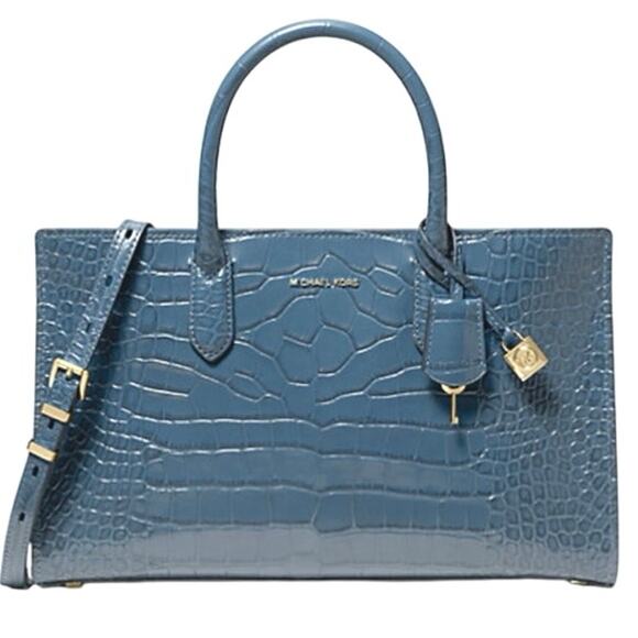 NWT Michael Kors Medium East West Satchel Crocodile Embossed Leather Purse - Picture 1 of 16